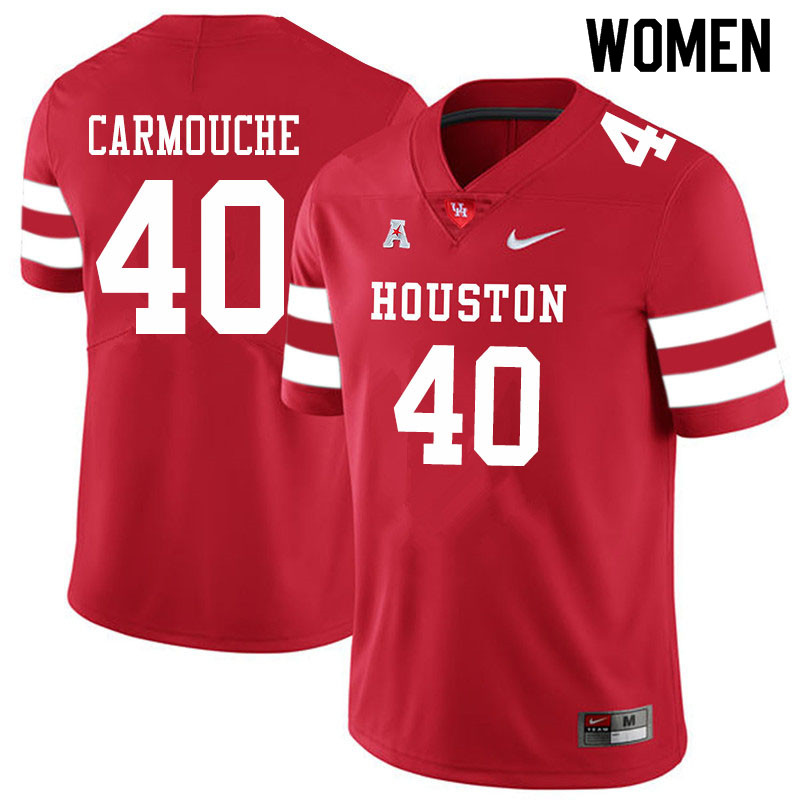 Women #40 Jordan Carmouche Houston Cougars College Football Jerseys Sale-Red - Click Image to Close